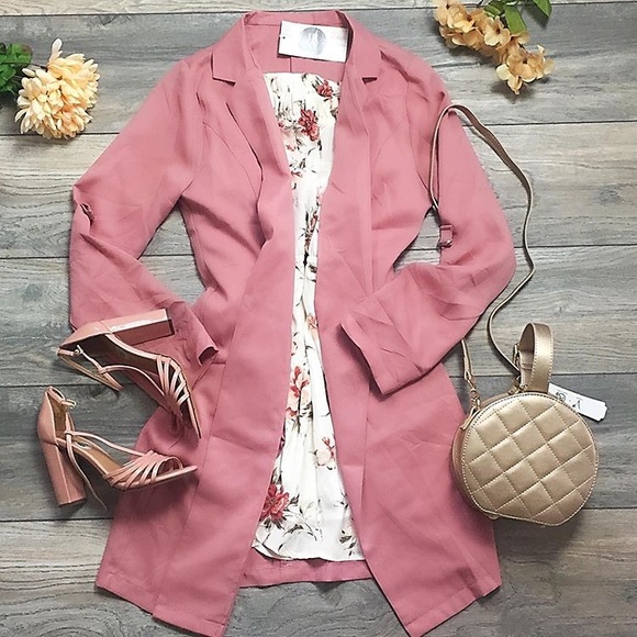 Jackets & Blazers - Cascades Longline Jacket- Blush